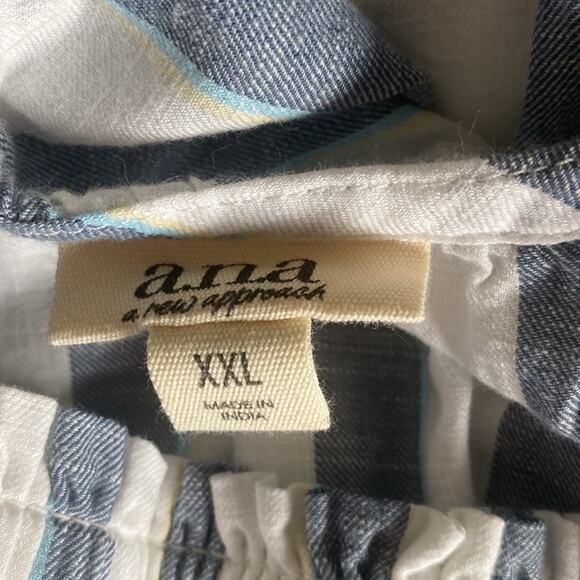 a.n.a Polly stripe blue Short Sleeve A-Line Dress - Picture 8 of 9